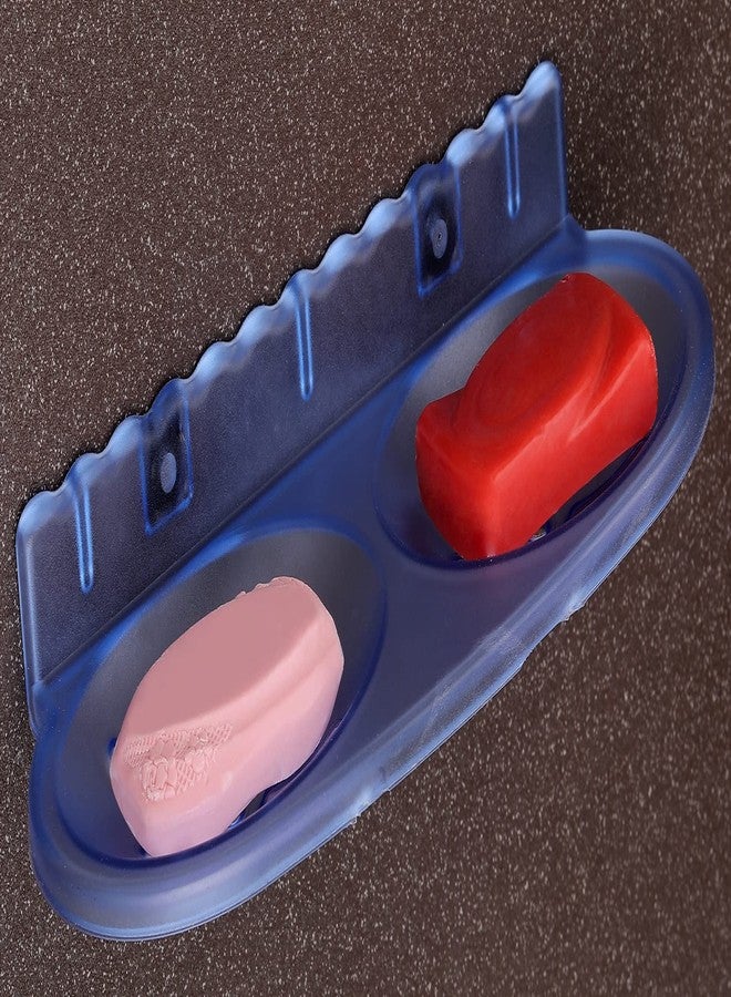 آي ستار حامل صابون مزدوج بيضاوي الشكل من بلاستيك ABS من iSTAR | حامل صابون غير قابل للكسر يُثبت على الحائط | إكسسوار أنيق للحمام، مناسب للاستحمام، وحوض الغسيل، والحمام، والمنزل، والمكتب، والفندق، وحوض المطبخ (أزرق) - Image 1